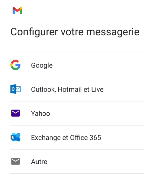 Exemple d'ajout de compte e-mail sur Gmail